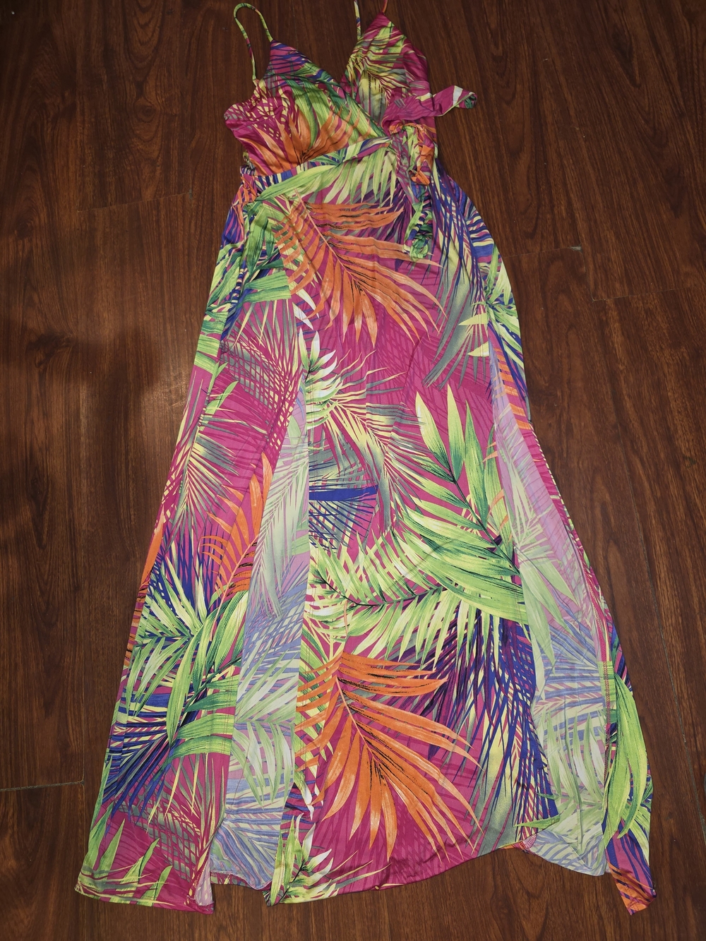 Gibiu U.S.A. Tropical Palm Print Romper Maxi Dress